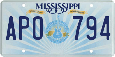 MS license plate APO794