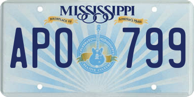 MS license plate APO799
