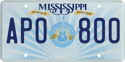 MS license plate APO800