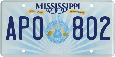 MS license plate APO802