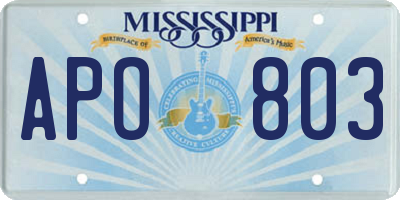 MS license plate APO803