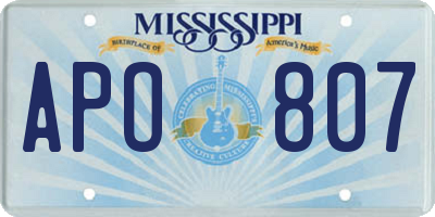 MS license plate APO807