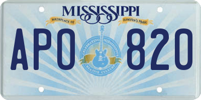 MS license plate APO820