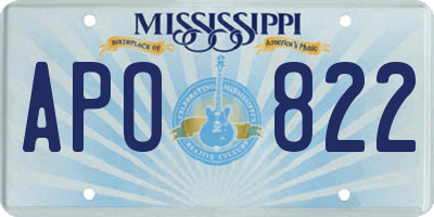 MS license plate APO822