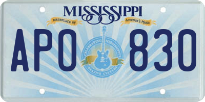 MS license plate APO830