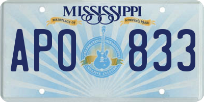 MS license plate APO833