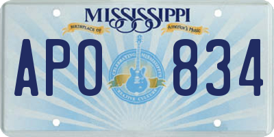 MS license plate APO834