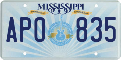MS license plate APO835