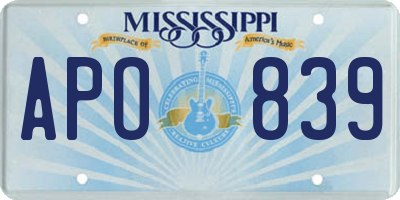 MS license plate APO839