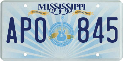 MS license plate APO845
