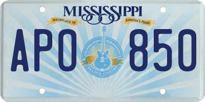MS license plate APO850