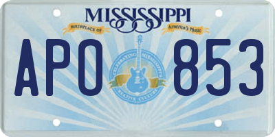 MS license plate APO853