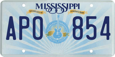 MS license plate APO854
