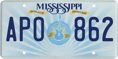 MS license plate APO862