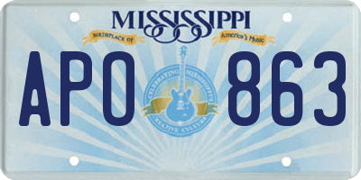 MS license plate APO863