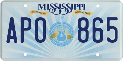 MS license plate APO865