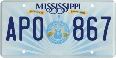 MS license plate APO867