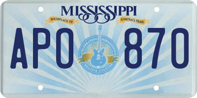MS license plate APO870