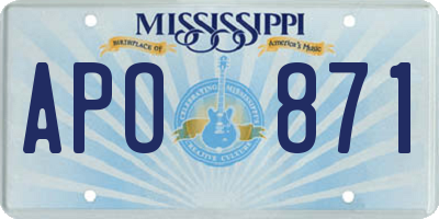 MS license plate APO871