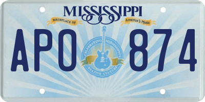 MS license plate APO874