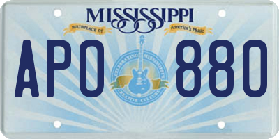 MS license plate APO880