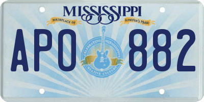 MS license plate APO882