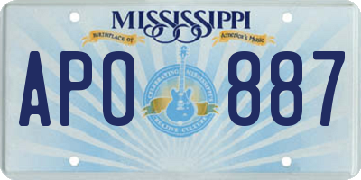 MS license plate APO887