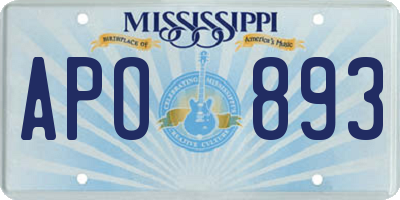MS license plate APO893