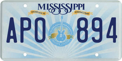 MS license plate APO894
