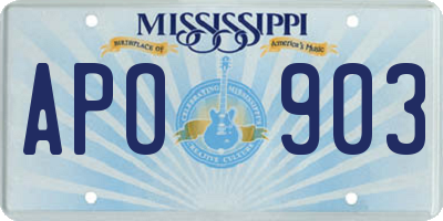 MS license plate APO903
