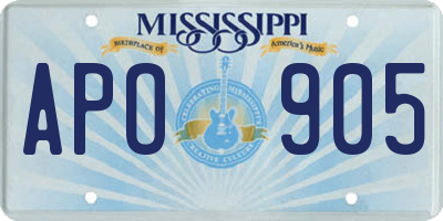 MS license plate APO905