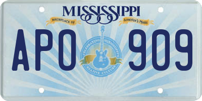 MS license plate APO909