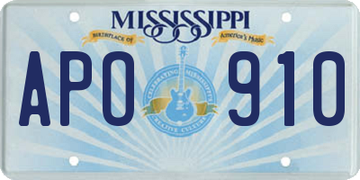 MS license plate APO910