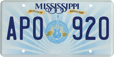 MS license plate APO920