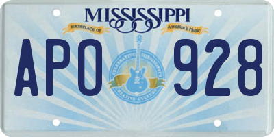 MS license plate APO928