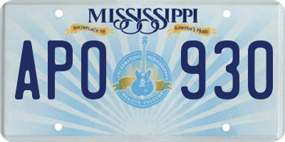 MS license plate APO930