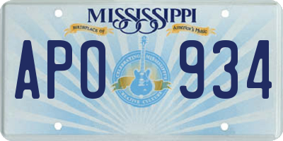 MS license plate APO934
