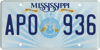 MS license plate APO936