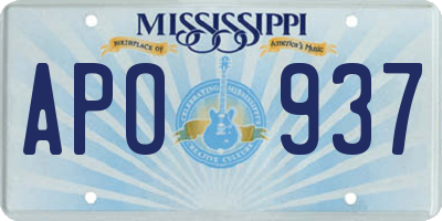 MS license plate APO937