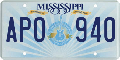 MS license plate APO940