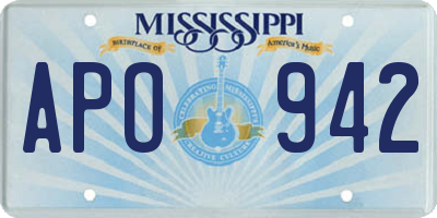 MS license plate APO942