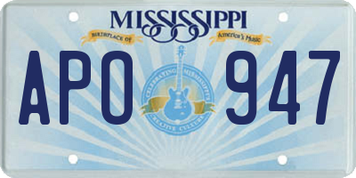 MS license plate APO947