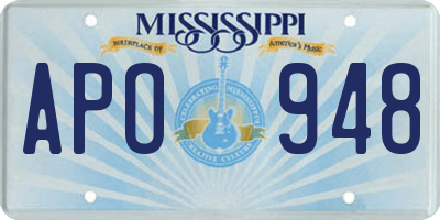 MS license plate APO948