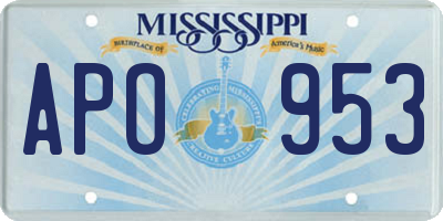 MS license plate APO953