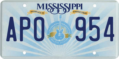 MS license plate APO954