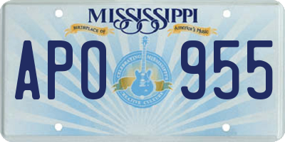 MS license plate APO955