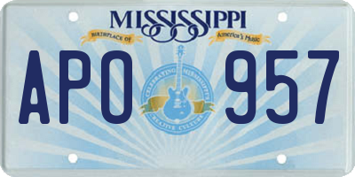 MS license plate APO957