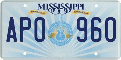 MS license plate APO960