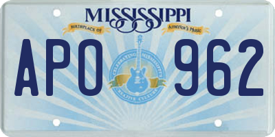 MS license plate APO962
