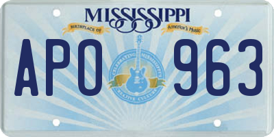 MS license plate APO963